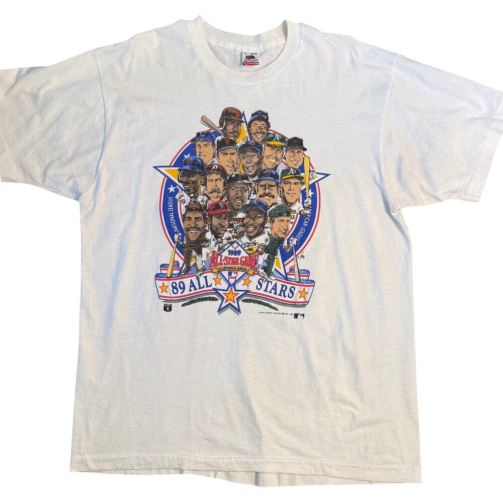 MLB 1989 All-Stars Shirt VTG Baseball Single Stitch Made In USA White Unisex XL